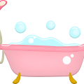 bathtub, bubbles, pink
